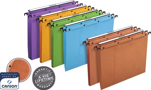 L'Oblique dossiers suspendus pour tiroirs AZO entraxe 380 mm, fond 30 mm, orange