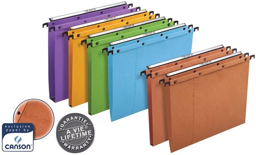 L'Oblique hangmappen voor laden AZO tussenafstand 390 mm (foolscape), V-bodem, oranje