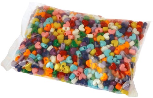 Bouhon perles, coeur, plastique, 1000 pièces, assorti