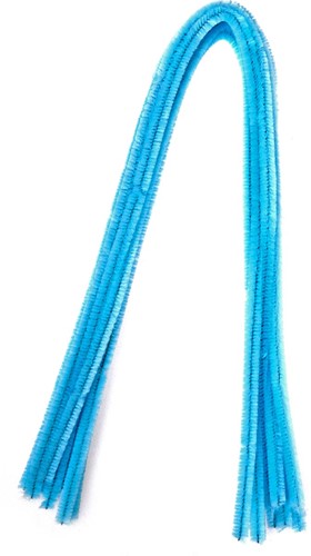Bouhon ficelle chenille 50 cm x 8 mm, paquet de 10 pièces, bleu clair