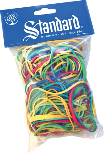 Standard élastiques 1,5/2 x 70/90 mm, couleurs assorties, sachet de 50 pièces