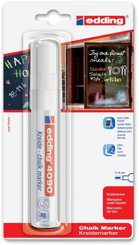 Edding Marqueur craie, e-4090, blanc, blister 1 pièce 1 Stuk