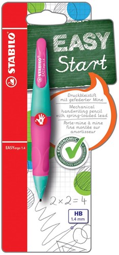 STABILO EASYergo vulpotlood, 1,4 mm, voor rechtshandigen, blister van 1 stuk, turkoois en roze 1 Stuk
