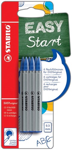 STABILO EASYoriginal rollervulling, fijn, 0,3 mm, doosje van 6 stuks, blauw