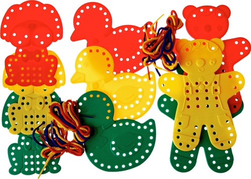 Bouhon animaux à enfiler, 9 pièces + 6 lacets de 70 cm