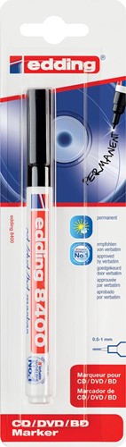 Edding permanent marker voor CD/DVD/BD e-8400 zwart, op blister 1 Stuk