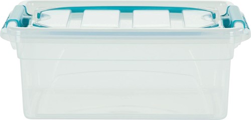 Whitefurze Carry Box boîte de rangement 5 litres, transparent avec poignées bleu