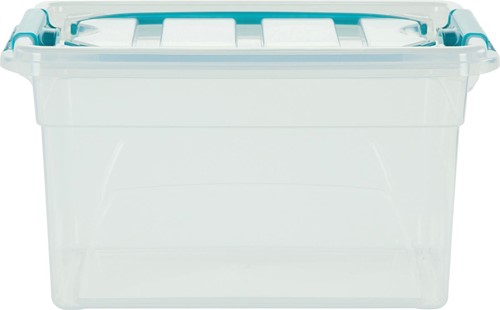 Whitefurze Carry Box boîte de rangement 7 litres, transparent avec poignées bleu