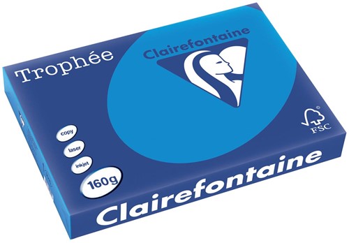 Clairefontaine Trophée Intens, gekleurd papier, A3, 160 g, 250 vel, turkoois