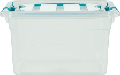 Whitefurze Carry Box boîte de rangement 13 litres, transparent avec poignées bleu