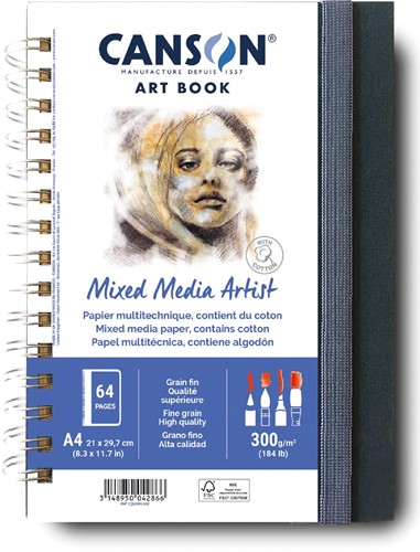 Canson Mixed Media Artist carnet de dessin, 28 feuilles, 300 g/m², ft 21 x 29,7 cm (A4)