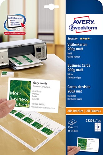 AVERY visitekaarten Quick&Clean  200 g/m² 25 Vel