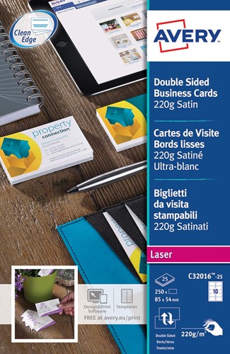 AVERY cartes de visite Quick&Clean  220 g/m² 25 Vel