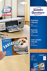 Avery briefkaart, 170 g/m², 4 per blad, 100 stuks