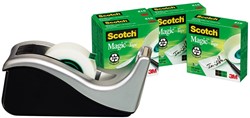 Scotch plakbandafroller C60 zilver + 4 rollen Magic Tape