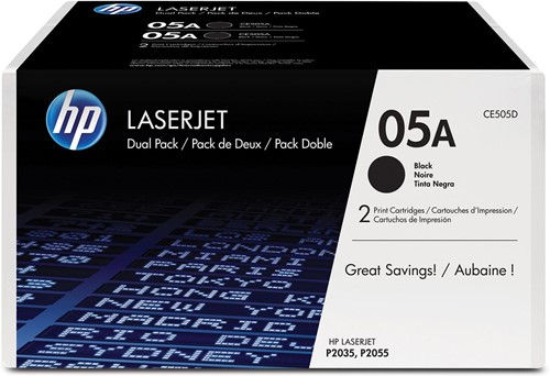 HP toner 05A, 2 300 pagina's, OEM CE505D, zwart, duopack 2 Stuk