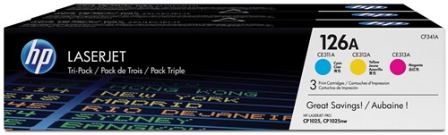 HP toner 126A, 1 000 pagina's, OEM CF341A, 3 kleuren 3 Stuk