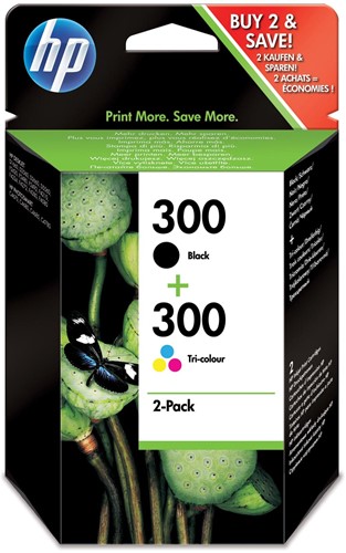 HP inktcartridge 300, 200 pagina's, OEM CN637EE, 1x zwart en 1 x 3 kleuren 2 Stuk