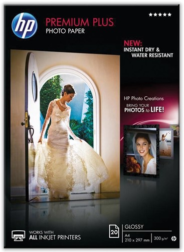 HP Premium Plus papier photo ft A4, 300 g, paquet de 20 feuilles, brillant 20 Vel
