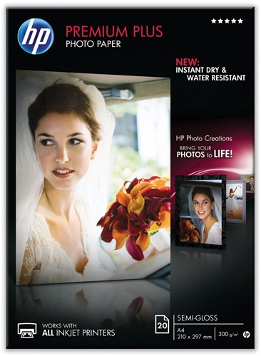 HP Premium Plus fotopapier ft A4, 300 g, pak van 20 vel, semi-glanzend 20 Vel