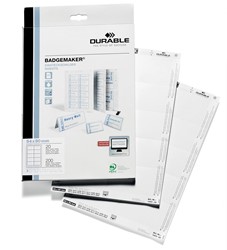 Durable cartes pour badges ft 54 x 90 mm (pour badges 8004, 8012, 8101, 8111, 8117, 8604 et 8610), 200... 200 Stuk