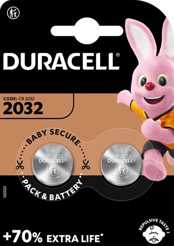 Duracell piles bouton Electronics, DL/CR 2032, 3 volt, blister 2 pièces 2 Stuk