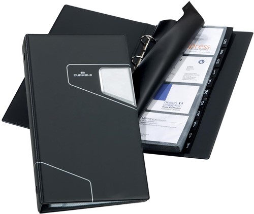 Durable Visitekaartenmap Visifix Pro, Ft 14,5 x 25,5 cm, voor 200 kaarten, zwart