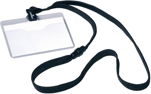 Durable badge met textielband zwart, 10 stuks