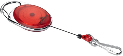 Durable enrouleur avec mousqueton rouge, sous blister