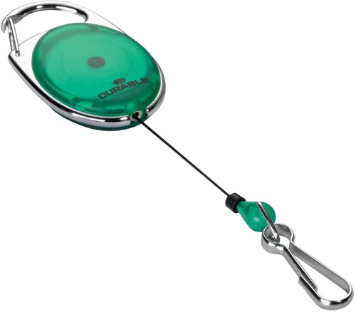 Durable enrouleur avec mousqueton vert, sous blister