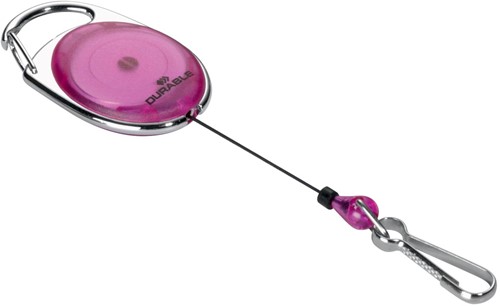Durable enrouleur avec mousqueton violet, sous blister