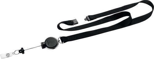 Durable lacet textile avec enrouleur Extra Strong, noir