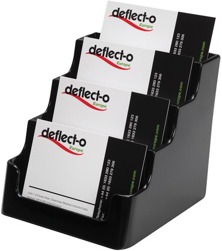 Deflecto Porte-cartes de visite 4 compartiments, noir