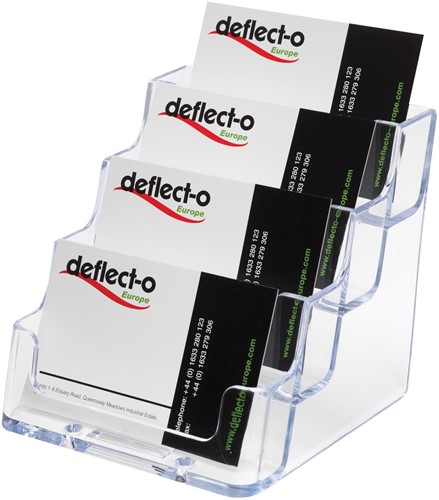 Deflecto Porte-cartes de visite 4 compartiments, transparent