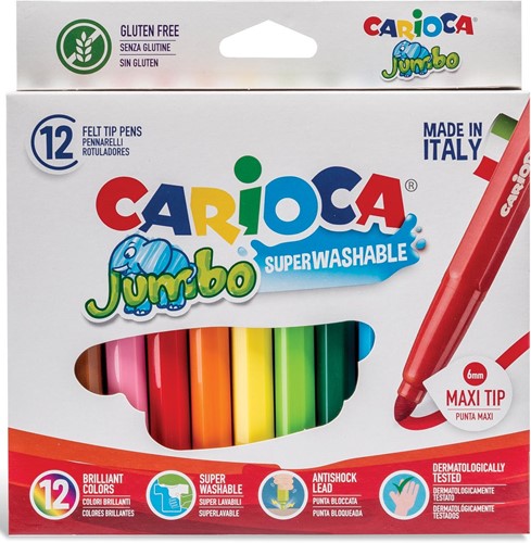 Carioca feutre Jumbo Superwashable, 12 feutres en étui cartonné