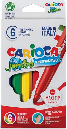 Carioca feutre Jumbo Superwashable 6 feutres en étui cartonné