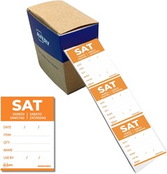 Avery étiquettes alimentaire, HACCP, samedi, ft 40 x 56 mm, boîte dévidoir de 500 pièces