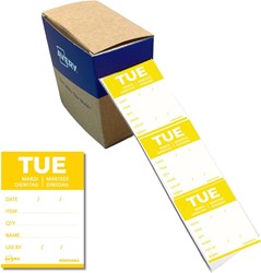 Avery étiquettes alimentaire, HACCP, mardi, ft 40 x 56 mm, boîte dévidoir de 500 pièces