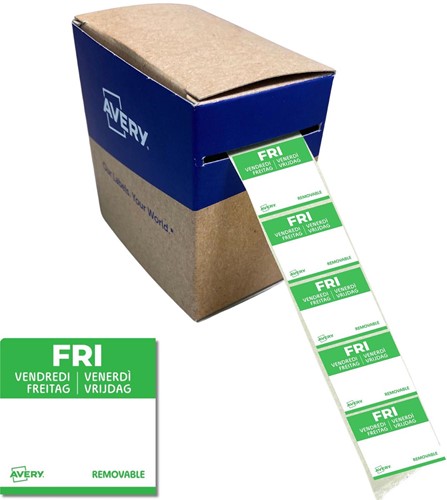 Avery étiquettes alimentaire, HACCP, vendredi, ft 25 x 25 mm, boîte dévidoir de 1000 etiketten