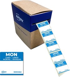 Avery étiquettes alimentaire, HACCP, lundi, ft 25 x 25 mm, boîte dévidoir de 1000 pièces