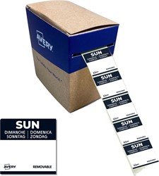 Avery étiquettes alimentaire, HACCP, dimanche, ft 25 x 25 mm, boîte dévidoir de 1000 pièces