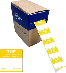 Avery étiquettes alimentaire, HACCP, mardi, ft 25 x 25 mm, boîte dévidoir de 1000 pièces