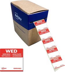Avery étiquettes alimentaire, HACCP, mercredi, ft 25 x 25 mm, boîte dévidoir de 1000 pièces