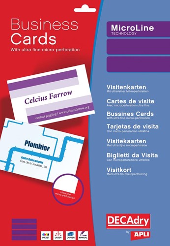Decadry visitekaarten MicroLine ft 85 x 54 mm, 185 g/m², 500 kaartjes