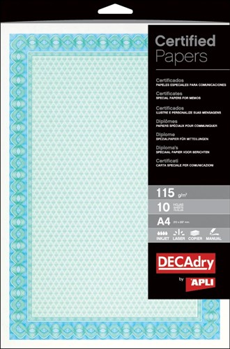 Decadry certificat ft A4, 115 g, paquet de 70 feuilles