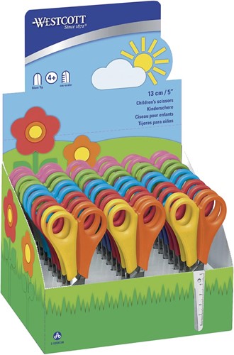 Westcott ciseaux d'enfant, pour les gauchers, présentoir de 30 pièces, assorti