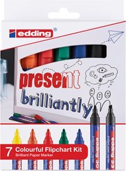 Edding Marqueur brilliant pour papier e-30 en e-33, blister de 7 pièces, assorti