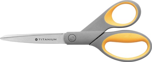 Westcott schaar, ft 21 cm, scherpe punt, titanium, geel/grijs, blister van 1 stuk