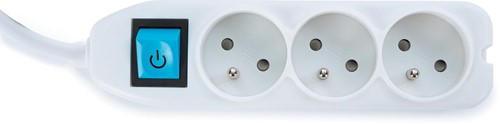 Perel douille avec 3 prises et interrupteur, boîte de rangement incluse, blanc, pour la Belgique