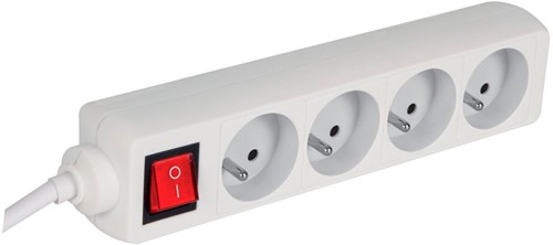Perel douille avec 4 prises et interrupteur, pour les Pays-Bas 1 Stuk